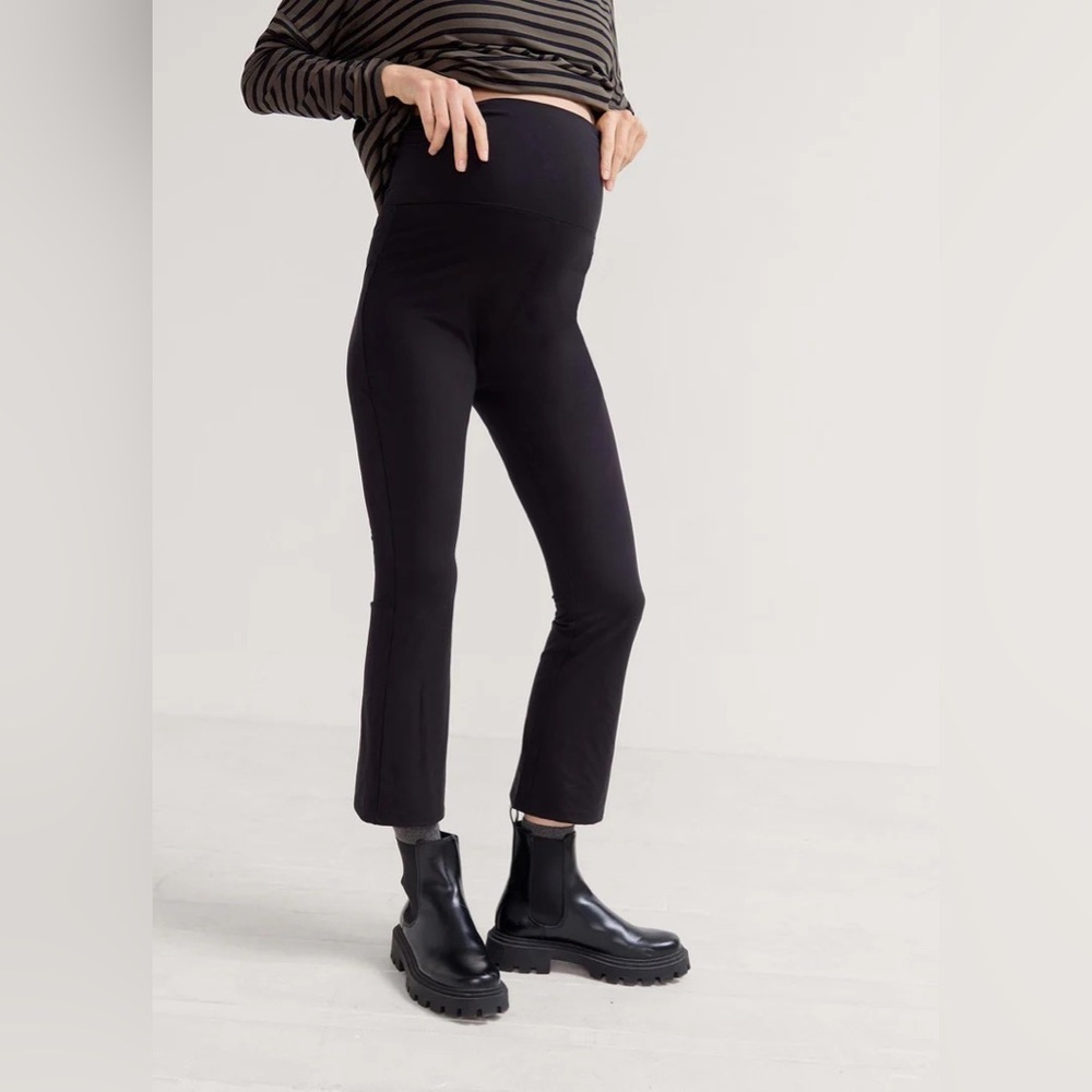 Hatch Maternity The Ultimate Before, During & After Crop Flare Leggings Black L
